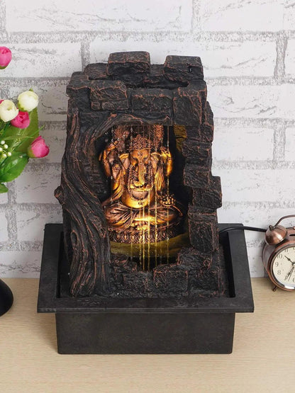 ALiLa Ganesha Waterfall Fountain Idol for Home Living Room/Office/Hotel/Temple Decoration with LED Lights - ALiLA