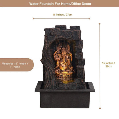 ALiLa Ganesha Waterfall Fountain Idol for Home Living Room/Office/Hotel/Temple Decoration with LED Lights - ALiLA