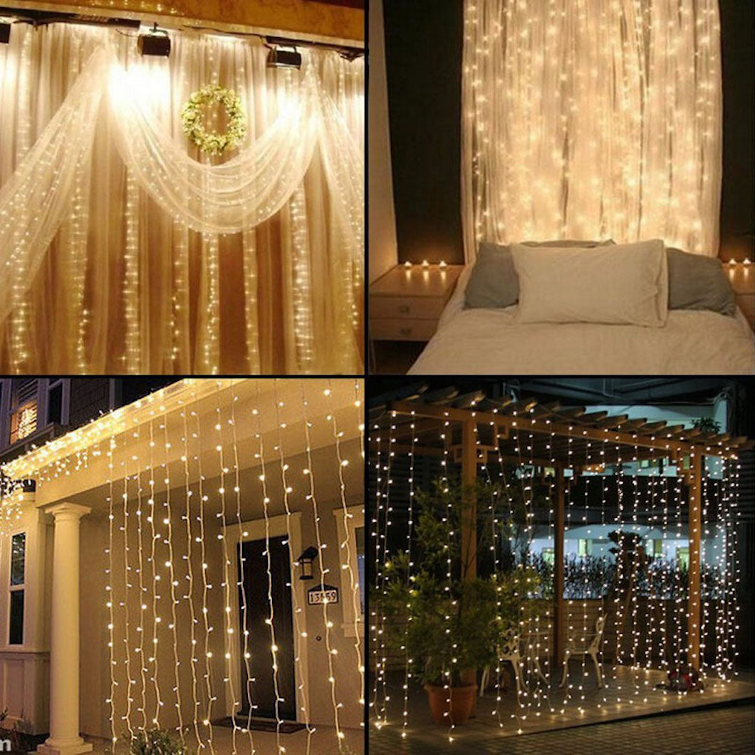 LED String Light ALiLA Copy of LED Net Mesh Jaal Waterfall Curtain light for Window Home Diwali Decoration, 6x8 Feet, WarmWhite LED String Light