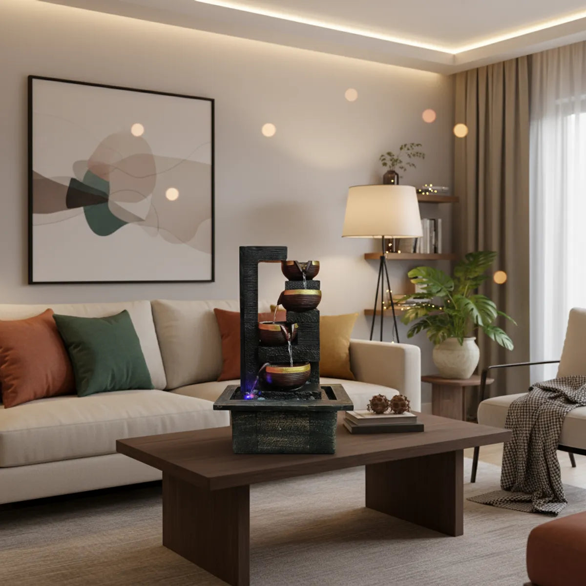 Water Fountain ALiLA ALiLa Diya Waterfall LED Fountain for Office, Table, Living Room, Lawn, Garden Decoration or Gifting item Water Fountain