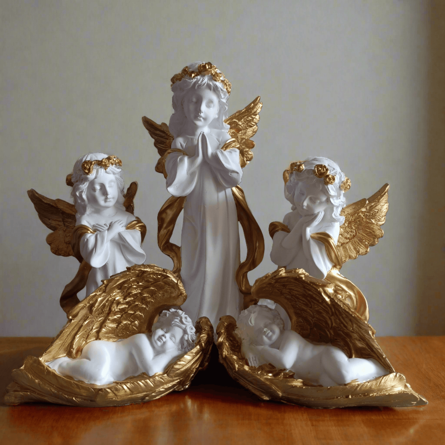 White Fairy Angels Figurine Statues for Home Living Room Garden Shelf Mantel Decor Decoration Gifting Item, Set of 5 - ALiLA