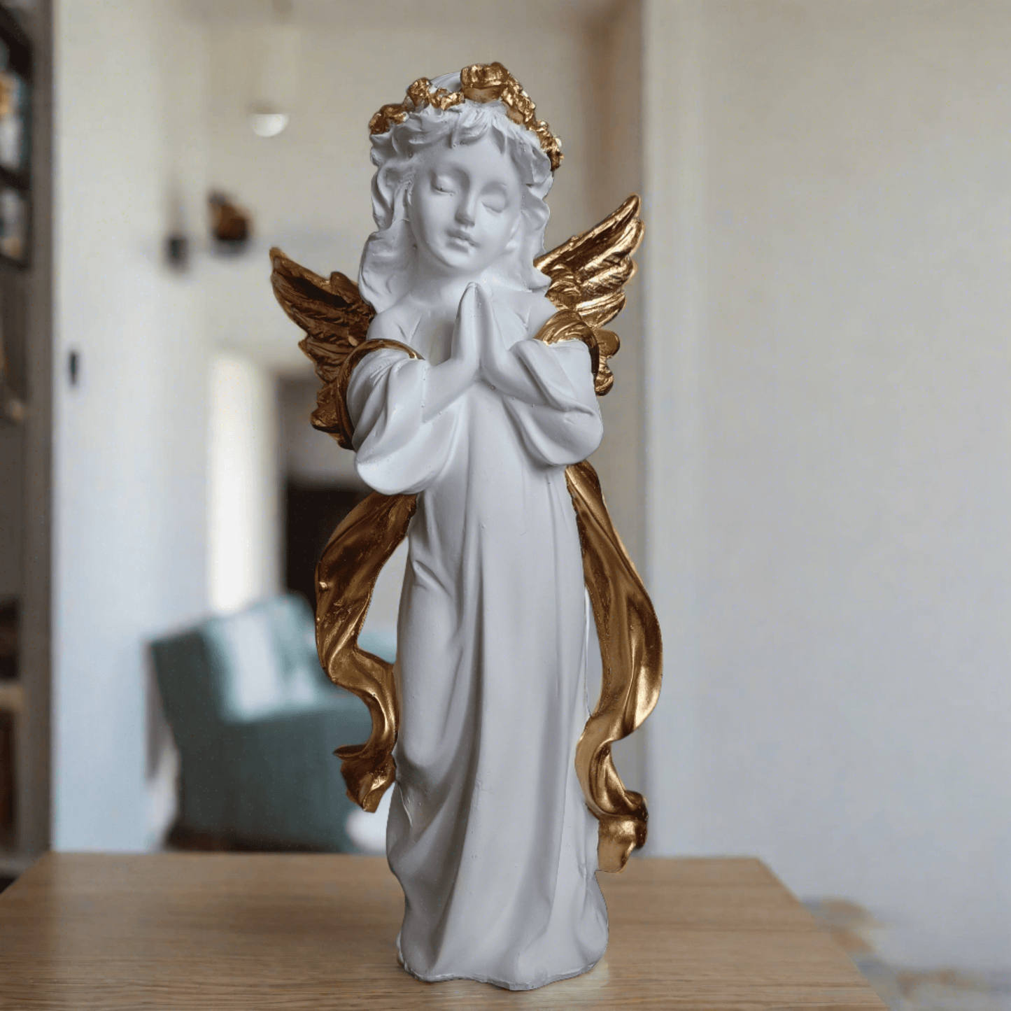 Statue ALiLA ALiLa Praying Angel Statue with Wings Figurine for Home Living Room Garden Shelf Mantel Decor Decoration Gifting Item, 12 Inches Statue