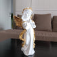 Statue ALiLA Copy of Big Size Meditating Golden White Buddha Idol Statue Showpiece for Home Garden Living Room Decor Decoration Gift Gifting Items, 14 inches / 35cm / 1 Feet Statue