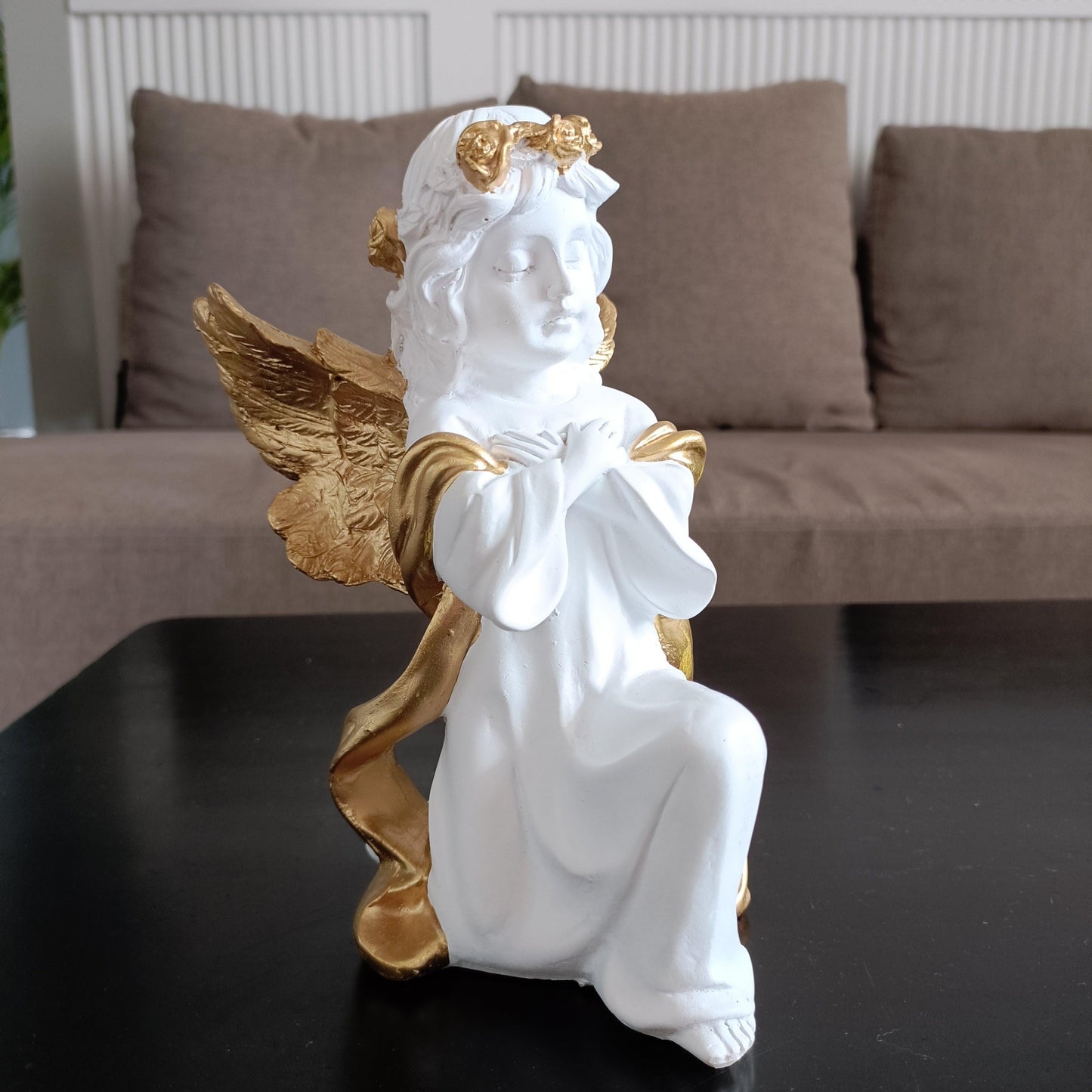 Statue ALiLA White Fairy Angel with Wings Figurine Statue for Home Living Room Garden Shelf Mantel Decor Decoration Gifting Item, 8 Inches Statue