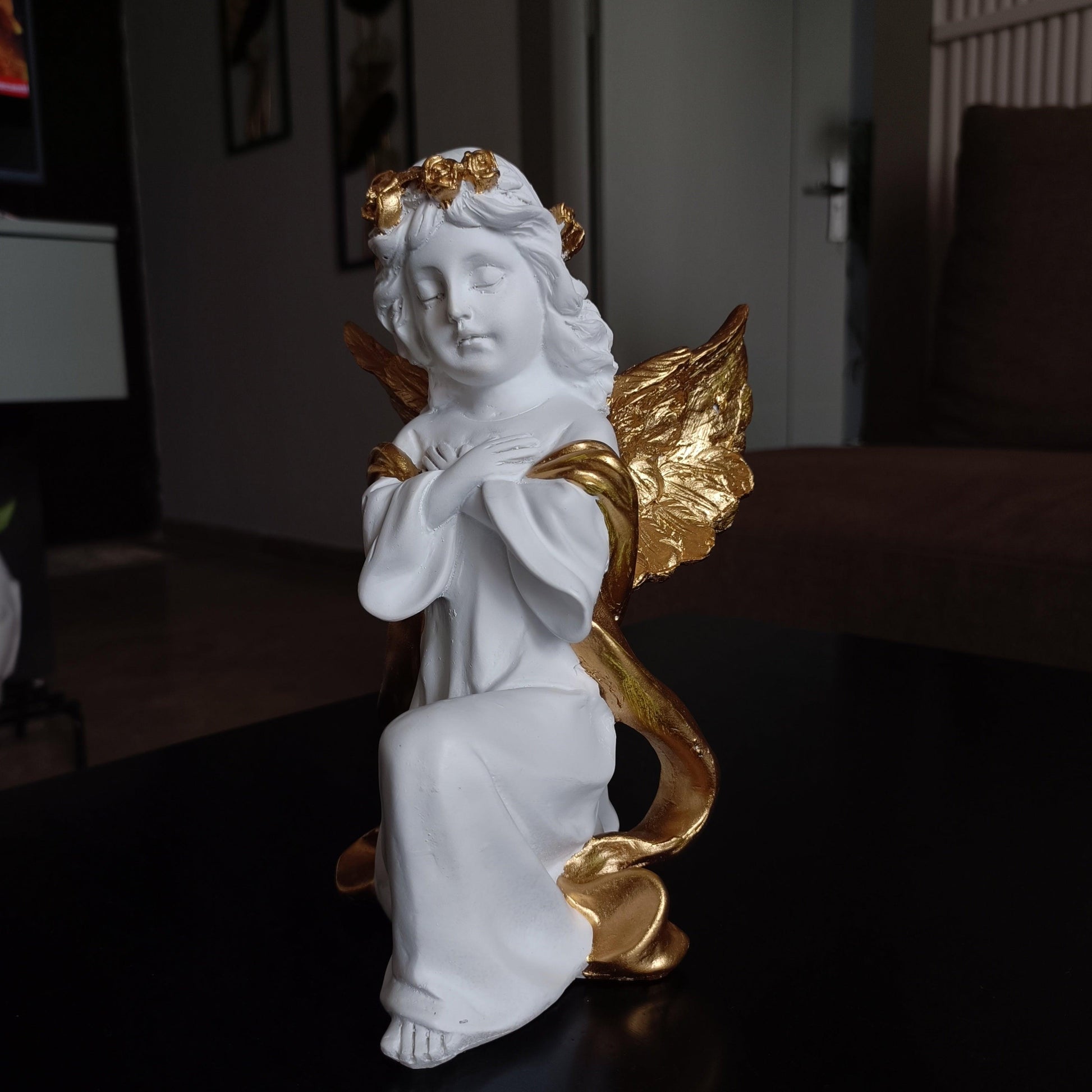 Statue ALiLA White Fairy Angel with Wings Figurine Statue for Home Living Room Garden Shelf Mantel Decor Decoration Gifting Item, 8 Inches Statue