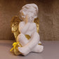 Statue ALiLA White Fairy Angel with Wings Figurine Statue for Home Living Room Garden Shelf Mantel Decor Decoration Gifting Item, 8 Inches Statue