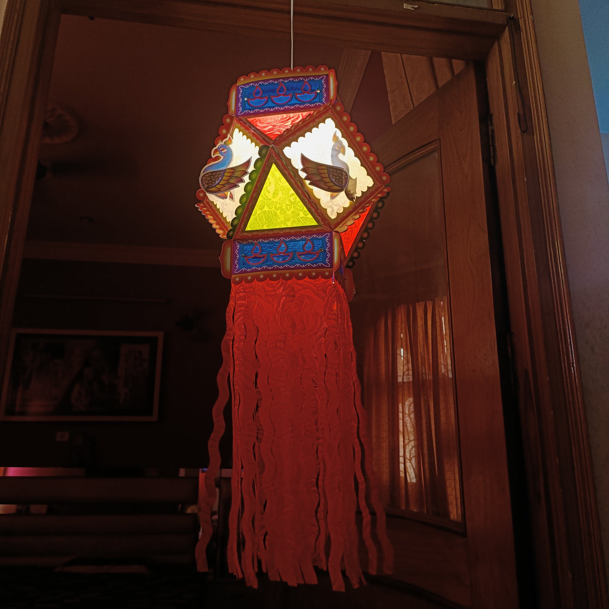 Lantern ALiLA ALiLa 3D Peacock Akash Kandil For Diwali Balcony, Hanging Lantern For Home Living Room Festive Decor Decoration Lanterns Lantern