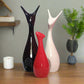 Statue ALiLA Lucky Deer Statue Family Ceramic Figures Showpiece for Home Office Decoration & Gifting, Set of 3 (Black, White & Red)) Statue