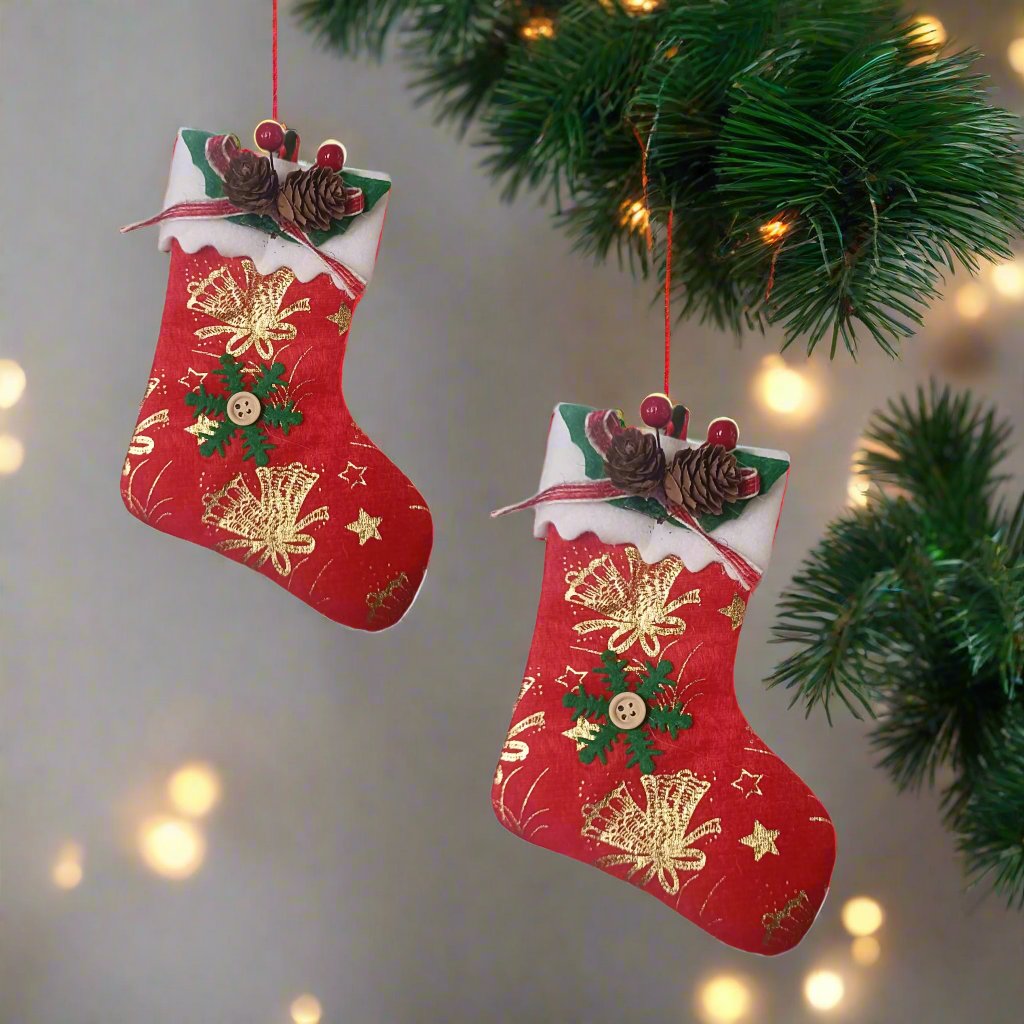 Christmas ALiLA Christmas Tree Hanging Ornaments Red Socks Festive Decor Medium Size, Set of 2 Christmas