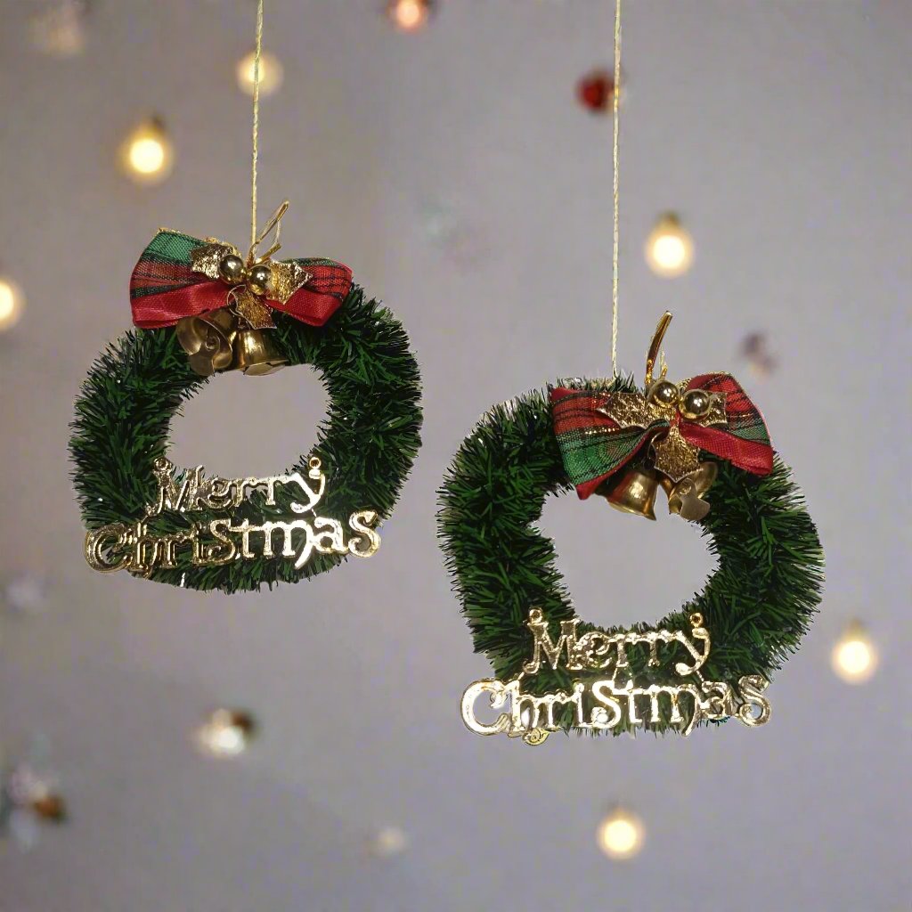 ALiLA ALILA Christmas Xmas Pine Tree Mini Ornaments Or Home Deocration Reet 3.2 inches Diameter, Set of 2