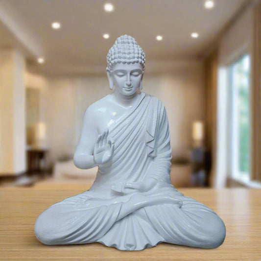 Statue ALiLA White Color Big Size Meditating Buddha Idol Statue Showpiece For Home Garden Living Room Decoration Gifting Items 22 Inches Height Statue