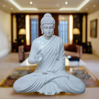 Statue ALiLA White Color Big Size Meditating Buddha Idol Statue Showpiece For Home Garden Living Room Decoration Gifting Items 22 Inches Height Statue