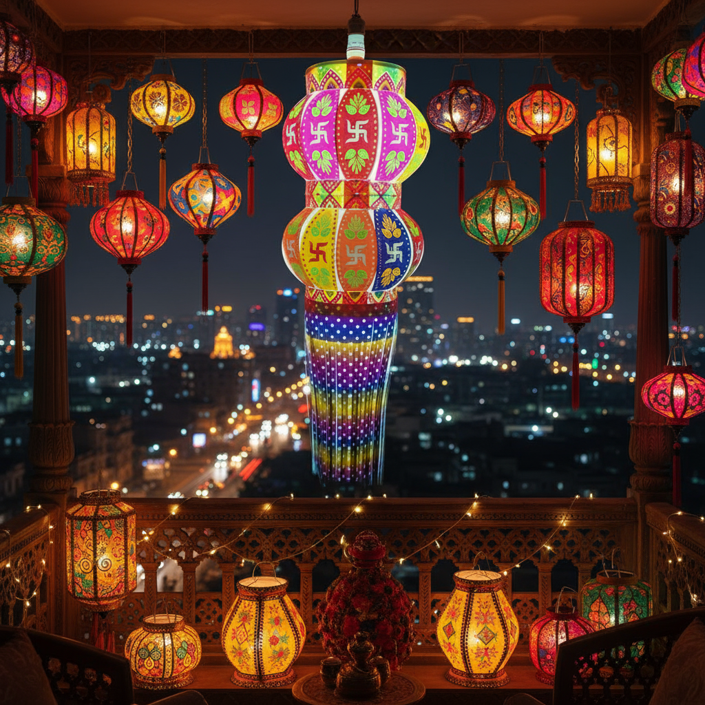Lantern ALiLA ALiLa Akash Kandil For Diwali Balcony, Hanging Lantern For Home Living Room Festive Decor Decoration Lanterns Lantern