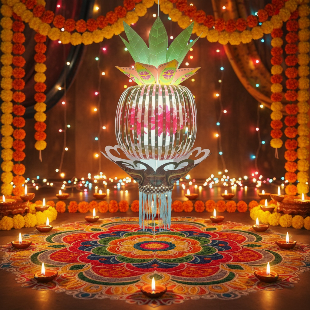 Lantern ALiLA ALiLa 3D Peacock Akash Kandil For Diwali Balcony, Hanging Lantern For Home Living Room Festive Decor Decoration Lanterns Lantern