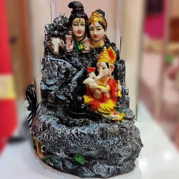 ALiLa Lord Shiva Family Water Fountain Statue with LED Light for Temple/Living room/Garden Decoration & Gifting product, 18 inches - ALiLA