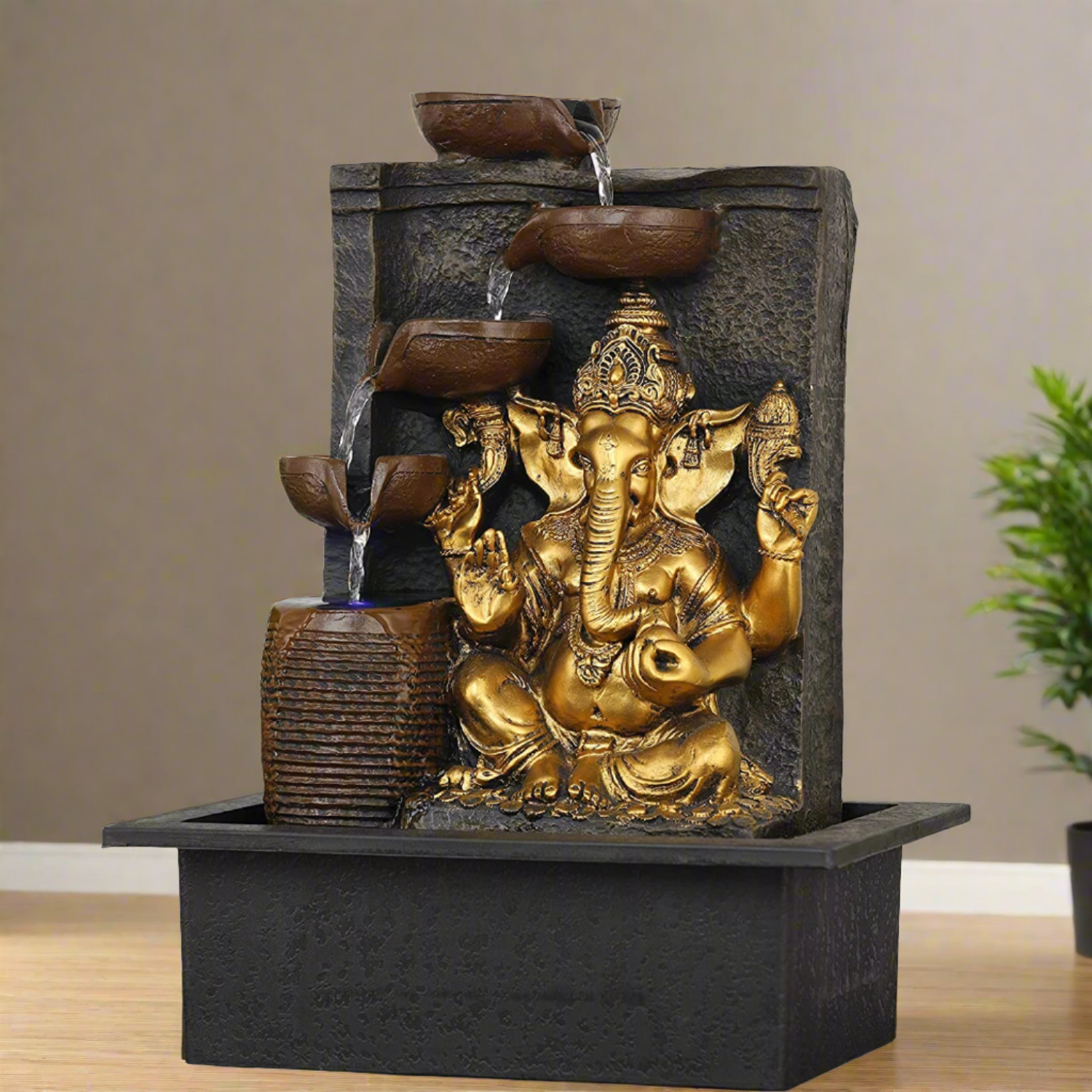 Water Fountain ALiLA ALiLa Ganesha Statue Waterfall Fountain with LED Lights for Home/Living room/Garden/Table/ Decoration gifting item Water Fountain