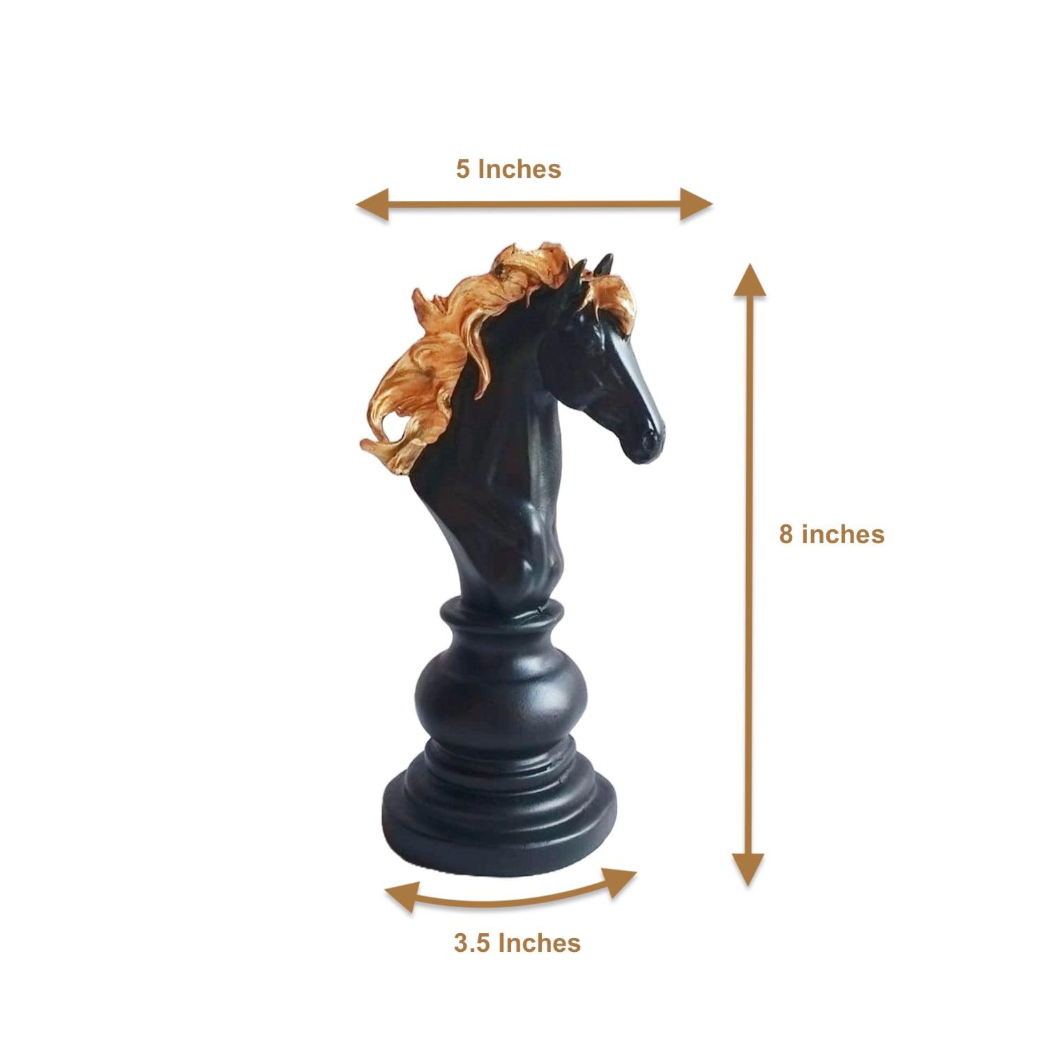 Statue ALiLA Exclusive Chess Horse Showpiece Polyresin Home Decoration Statue & Gifting item, 8 Inches Black Statue