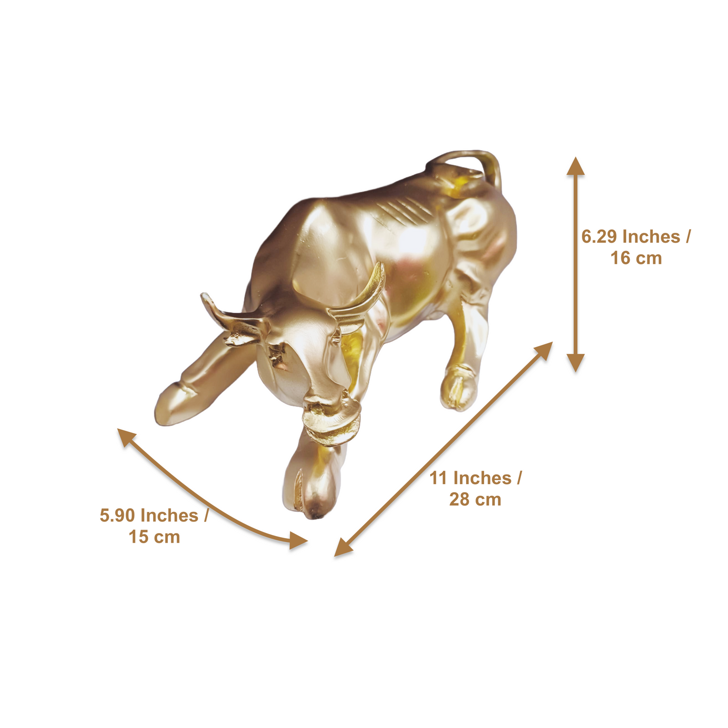 statue ALiLA Golden Bull Statue Showpiece Idol for Gifting & Home Office Desk Table Decoration, 7 Inch Height statue