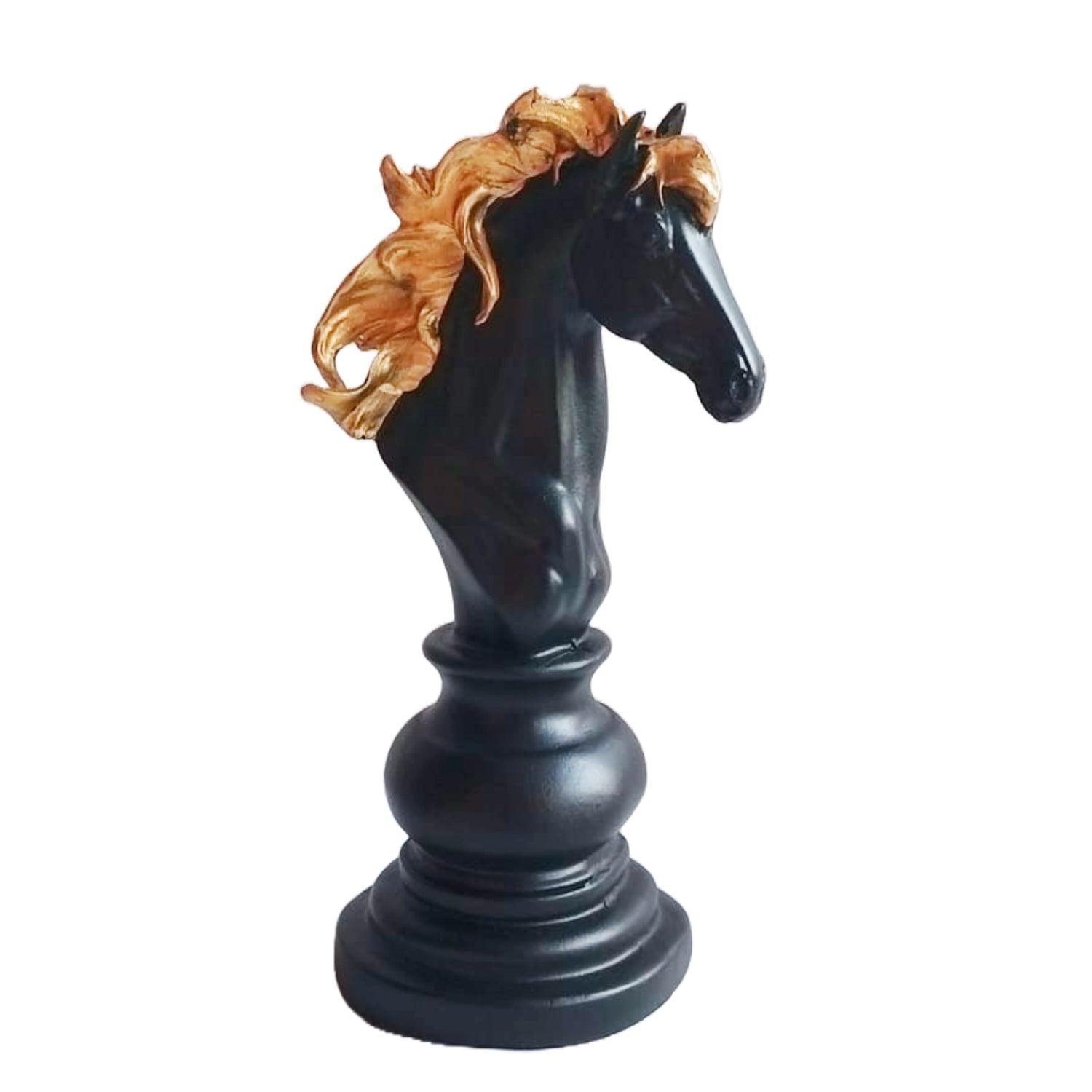 Statue ALiLA Exclusive Chess Horse Showpiece Polyresin Home Decoration Statue & Gifting item, 8 Inches Black Statue