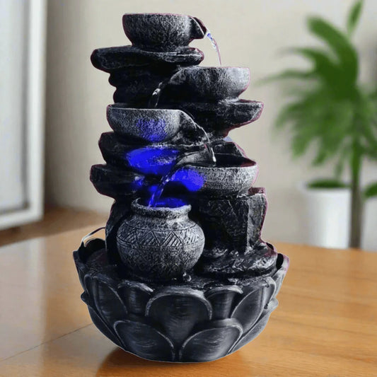 ALiLa Water Fall Fountain with LED Lights Home Living Room Decor Table Top Indoor Decoration (LXBXH: 12x9x15 Inch) - ALiLA