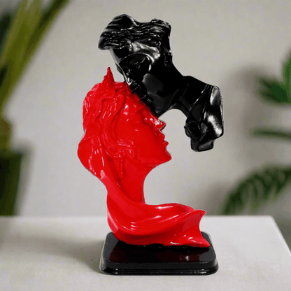 ALiLa Red & Black Couple Faces Statue Idol for Table/ Living room Decoration & Gifting - ALiLA