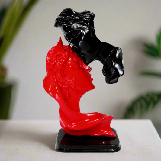 Statue ALiLA ALiLa Red & Black Couple Faces Statue Idol for Table/ Living room Decoration & Gifting Statue