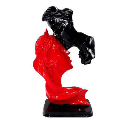 ALiLa Red & Black Couple Faces Statue Idol for Table/ Living room Decoration & Gifting - ALiLA
