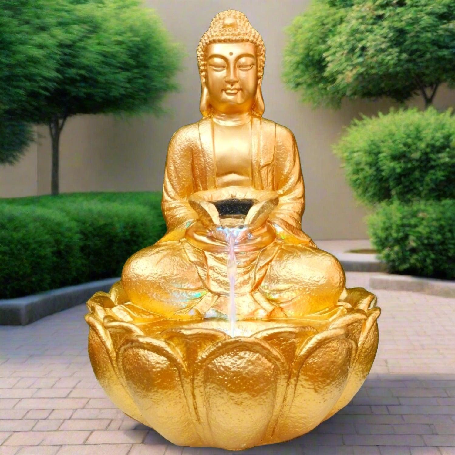 Water Fountain ALiLA ALiLa Kamal Buddha Waterfall Fountain with LED for Home, Living Room, Office table, Balcony, Garden & Lawn decoration & Gifting item Water Fountain