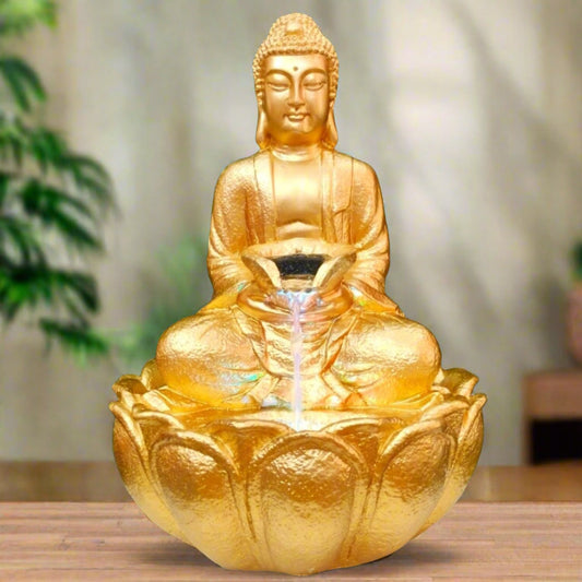 Water Fountain ALiLA ALiLa Kamal Buddha Waterfall Fountain with LED for Home, Living Room, Office table, Balcony, Garden & Lawn decoration & Gifting item Water Fountain