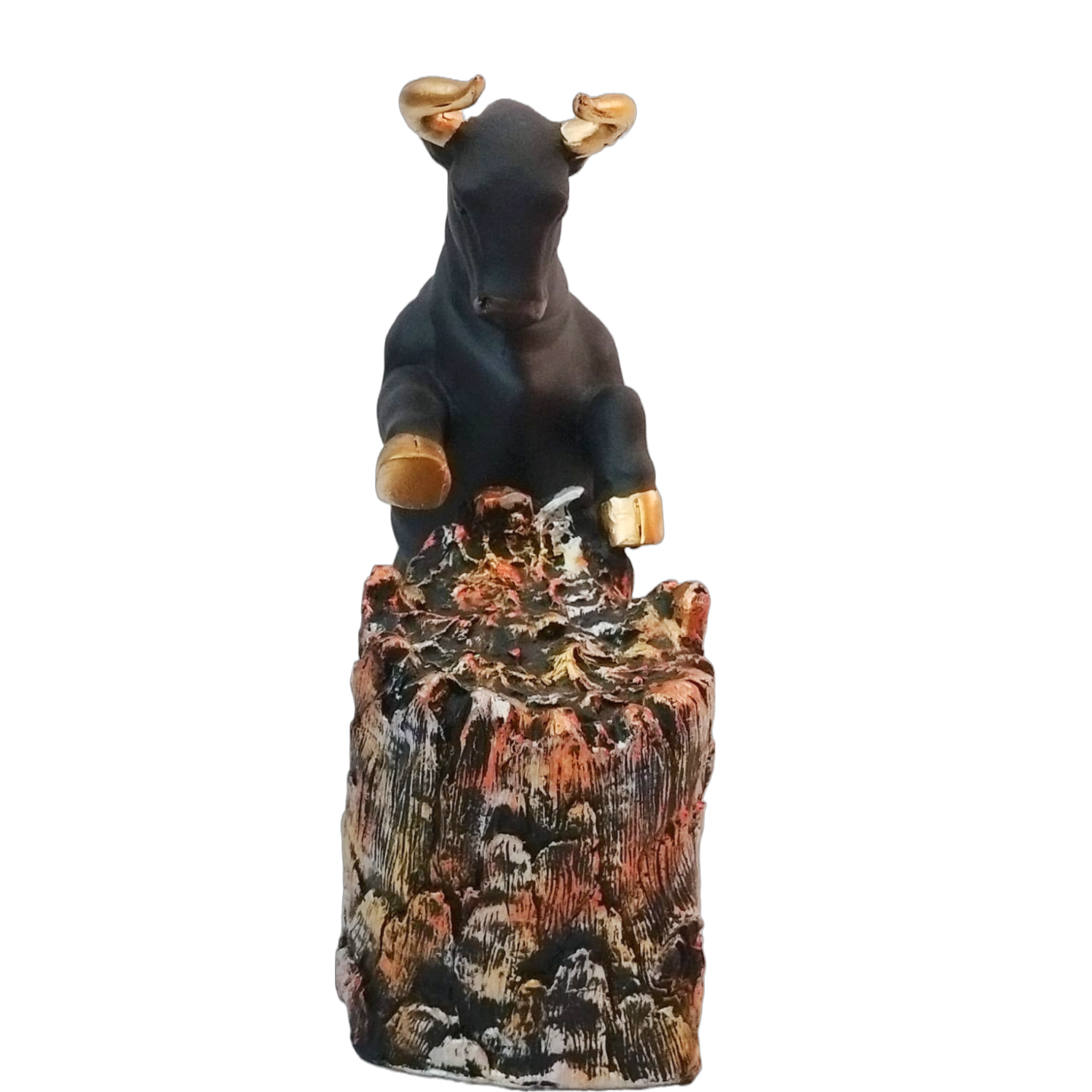 Statue ALiLA Bull with Log Statue Showpiece Idol for Gifting & Home Office Desk Table Decoration or Gifting, 10.5 inch Height Statue