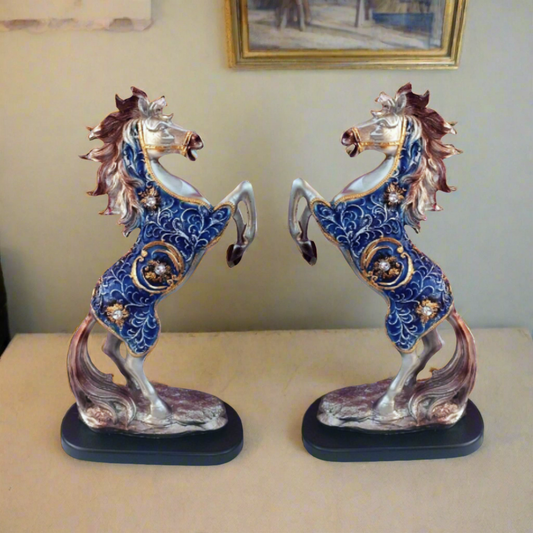 Statue ALiLA Jumping Horse in Antique Designer Exclusive Showpiece Idol Statue for Gifting & Home Table Decoration, Set of 2, 13 inch Heigh Each piece Statue