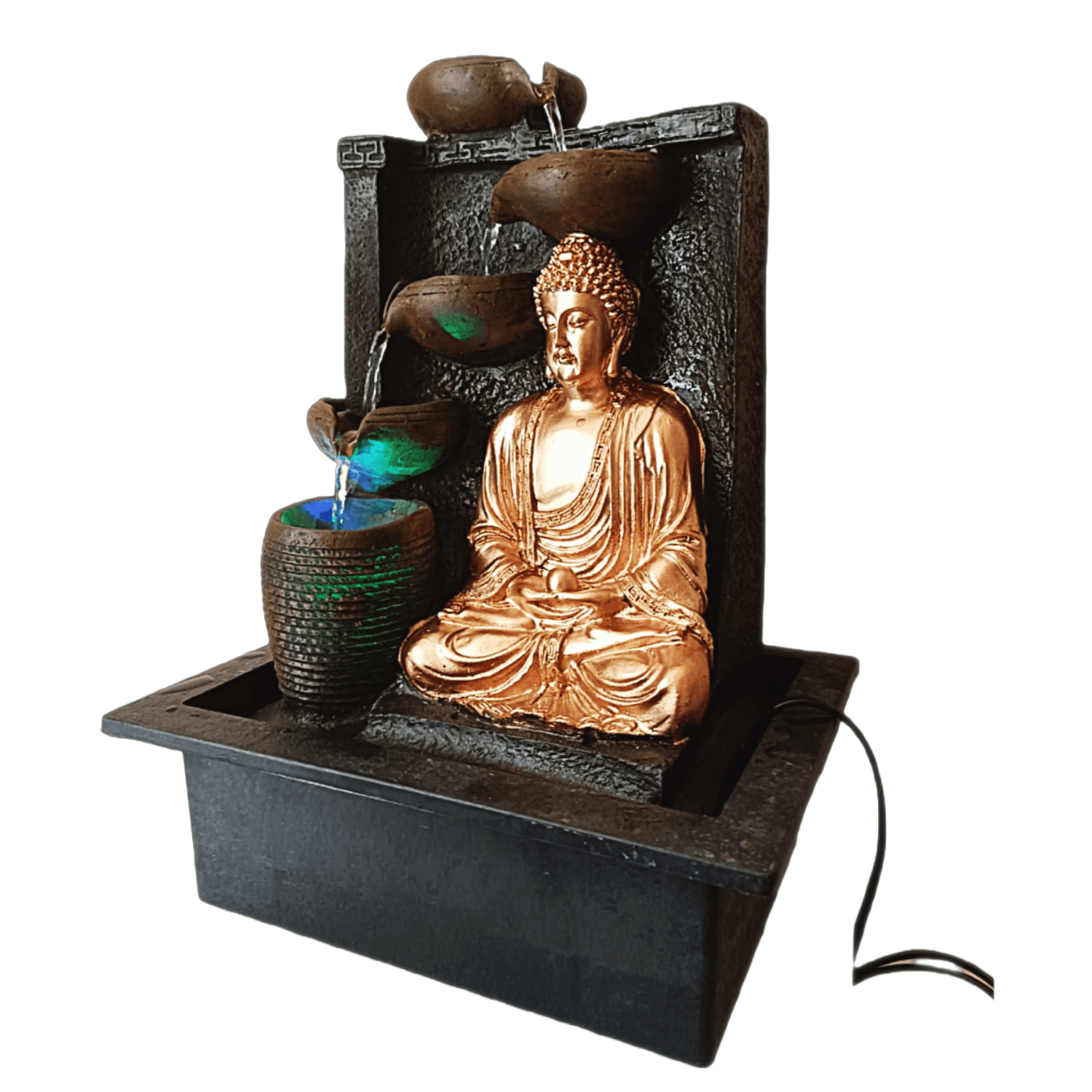 Water Fountain ALiLA Buddha Diya Statue Waterfall Fountain with LED Lights for Home/Living room/Garden/Table/ Decoration gifting item Water Fountain
