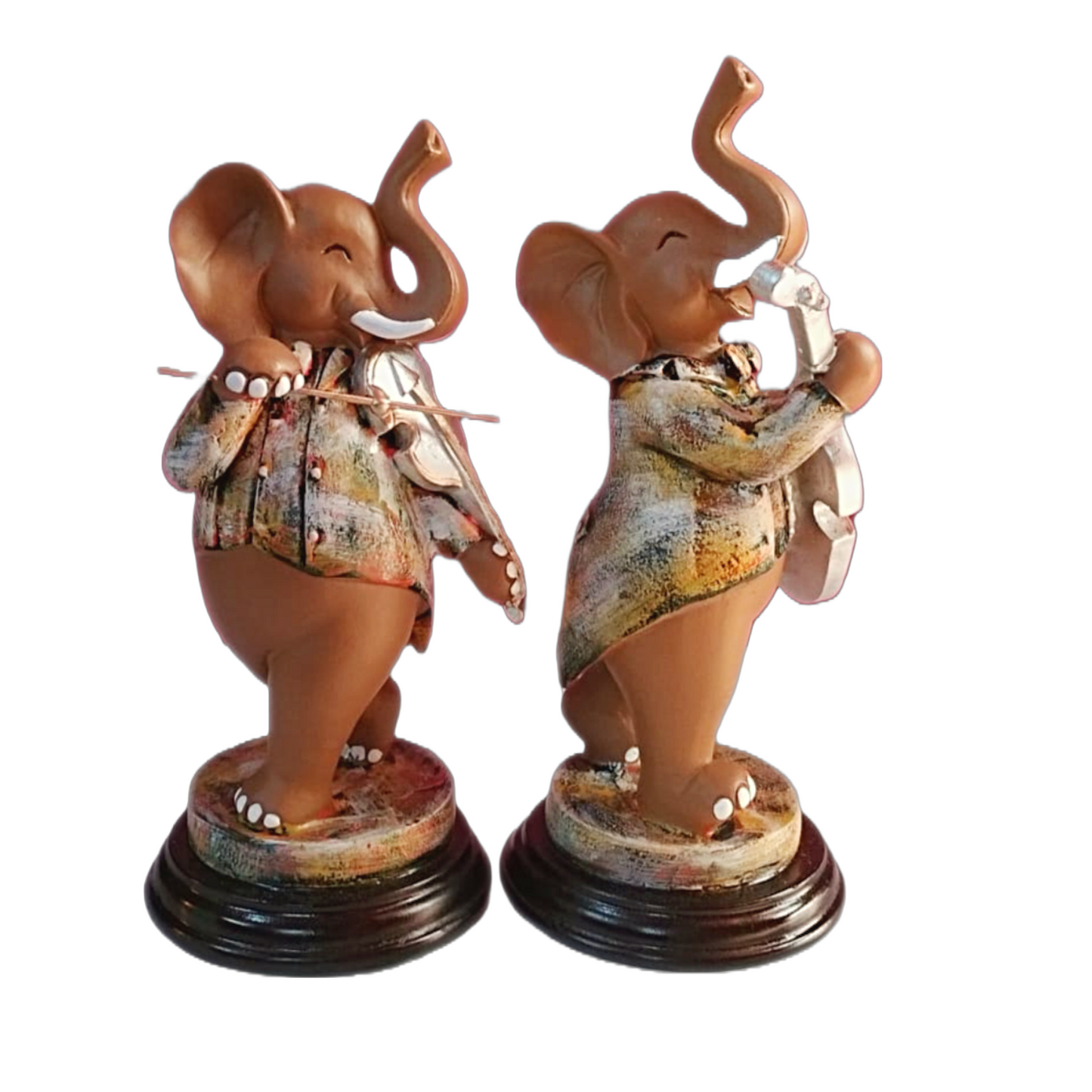 Statue ALiLA Elephants Statue Showpiece Idol for Gifting & Home Table Decoration Vastu Lucky, Set of 2 Brown, 10 Inches Height Statue