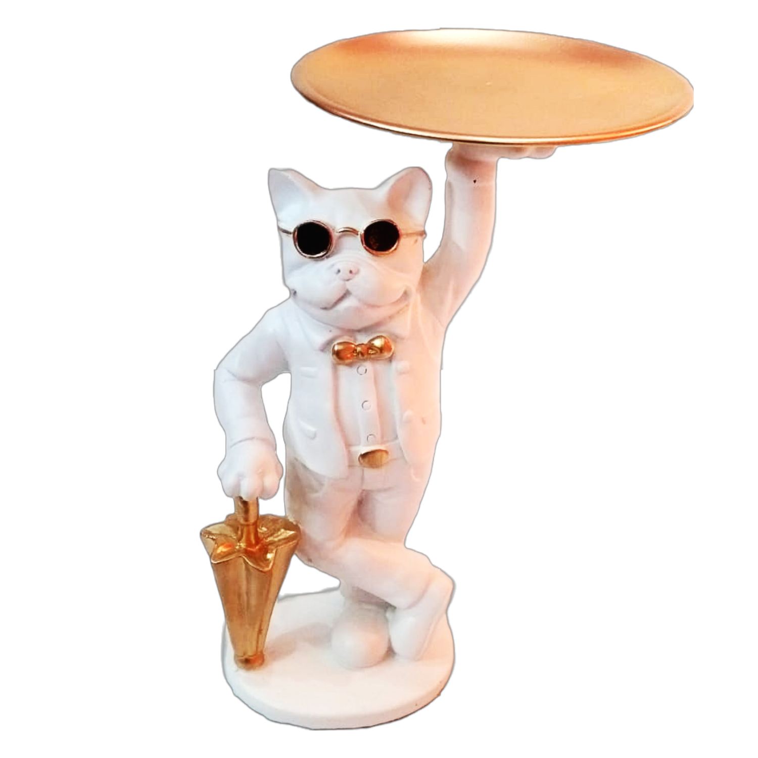 Statue ALiLA Dog Statue with Golden Plate Showpiece Idol for Gifting & Home Table Decoration, 10 Inches Height Statue
