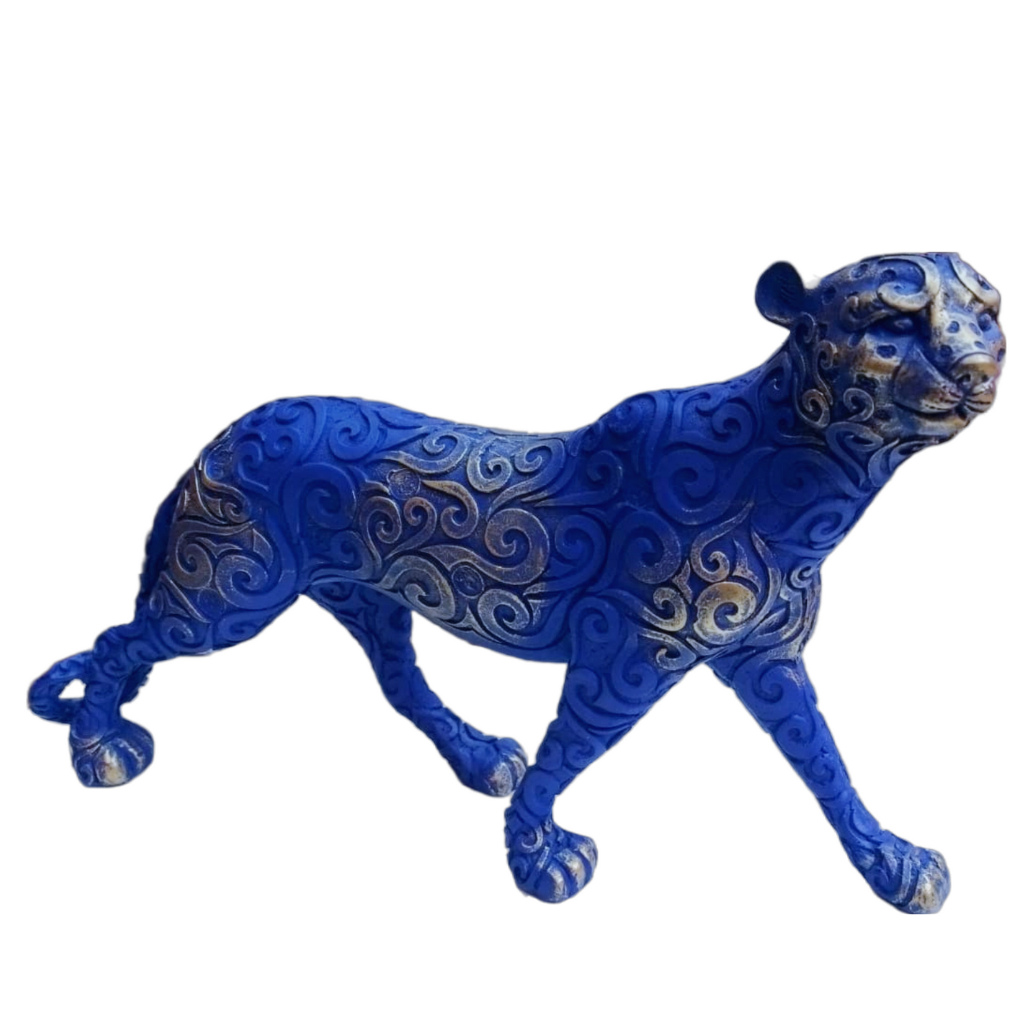 Statue ALiLA Leopard Statue Showpiece Idol for Gifting & Home Living Room Desk Office Table Decoration, Blue & Silver, Set of 3 Statue