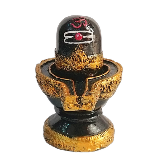 Statue ALiLA Shiva Shivling Shiv Linga Mahadev Idol Murti Statue for Home Temple Puja, 5 Inches, Black & Golden Statue