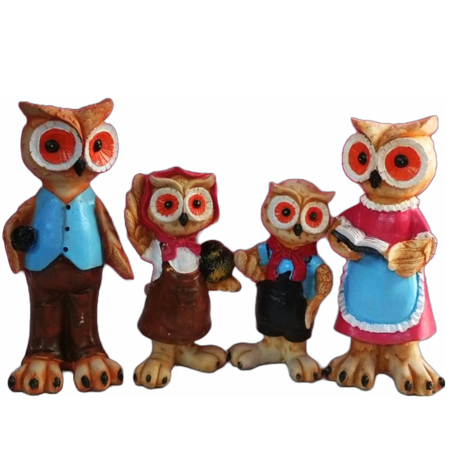 Statue ALiLA Owl's Family Showpiece for Home Decoration Interior Good Luck Statues, Set of 4 Statue