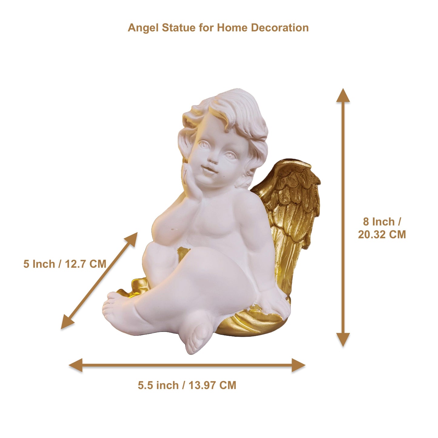 Statue ALiLA White Fairy Angel with Wings Figurine Statue for Home Living Room Garden Shelf Mantel Decor Decoration Gifting Item, 8 Inches Statue