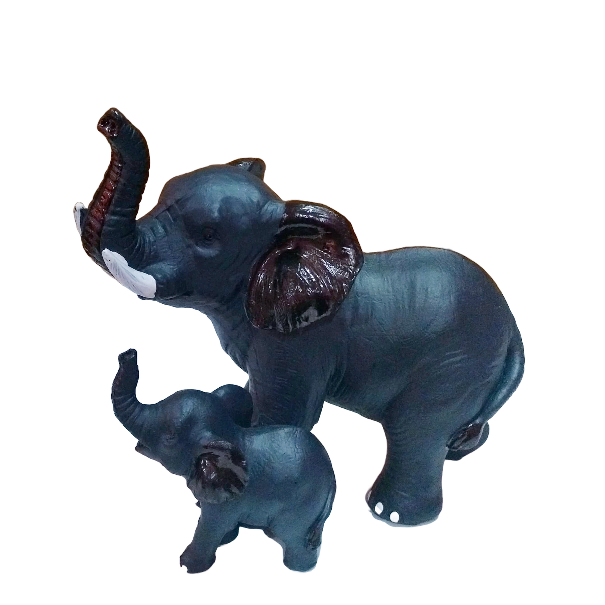 Statue ALiLA Copy of Black Elephant with Kid Statue Showpiece Idol for Gifting & Home Table Office Desk Decoration Figurines, White Marble, 8 Inches Height, Set of 2 Statue