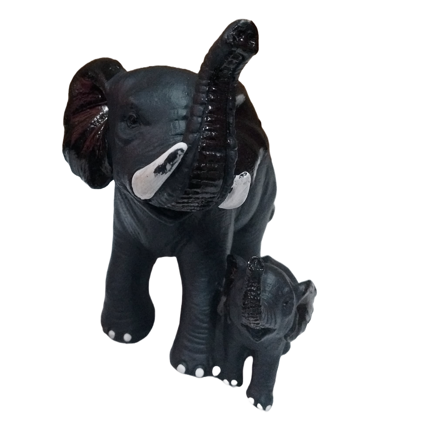 Statue ALiLA Black Elephant with Kid Statue Showpiece Idol for Gifting & Home Table Office Desk Decoration Figurines, White Marble, 8 Inches Height Statue