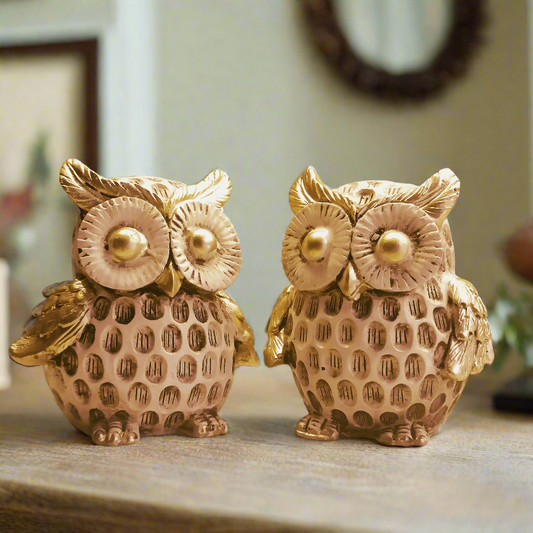 Statue ALiLA ALiLa Elegant Owl Figurine Set - Set of 2 Handcrafted Decorative Owls for Home Décor & Gifting Statue