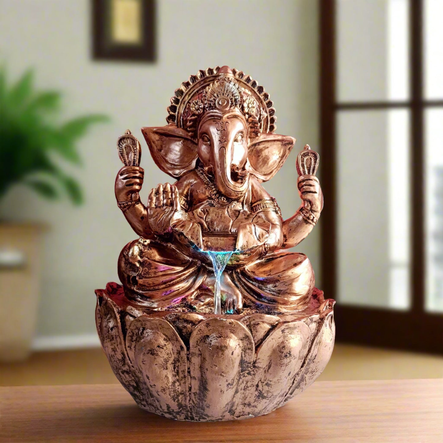 Water Fountain ALiLA Big Ganesha Waterfall Fountain with LED Lights Home Indoor/Outdoor/Lawn/Balcony/Garden Decoration & Gifting item Water Fountain