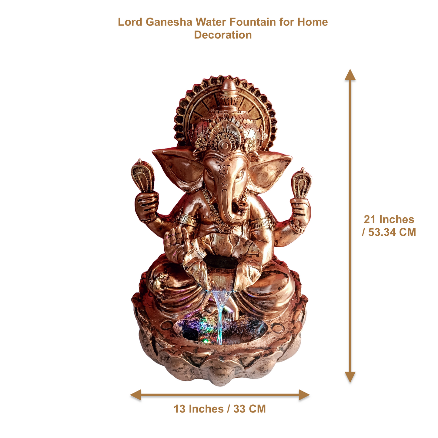 Water Fountain ALiLA Big Ganesha Waterfall Fountain with LED Lights Home Indoor/Outdoor/Lawn/Balcony/Garden Decoration & Gifting item Water Fountain