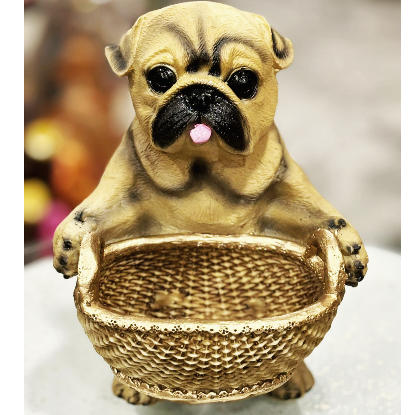 Statue ALiLA Bull Dogs with Puppies in The Basket Dog Family Statue Showpiece Idols for Gifting & Home Table Decoration, Set of 3 Statue
