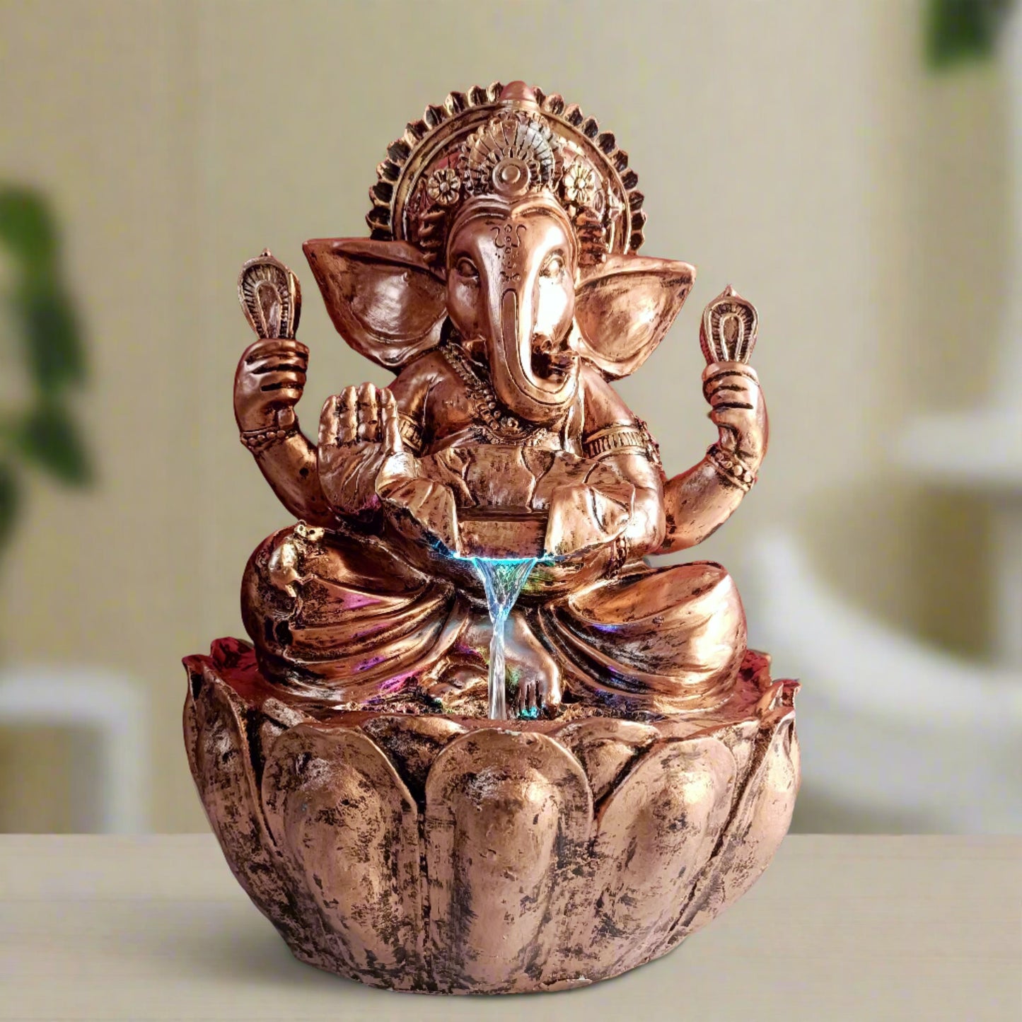 Water Fountain ALiLA Big Ganesha Waterfall Fountain with LED Lights Home Indoor/Outdoor/Lawn/Balcony/Garden Decoration & Gifting item Water Fountain