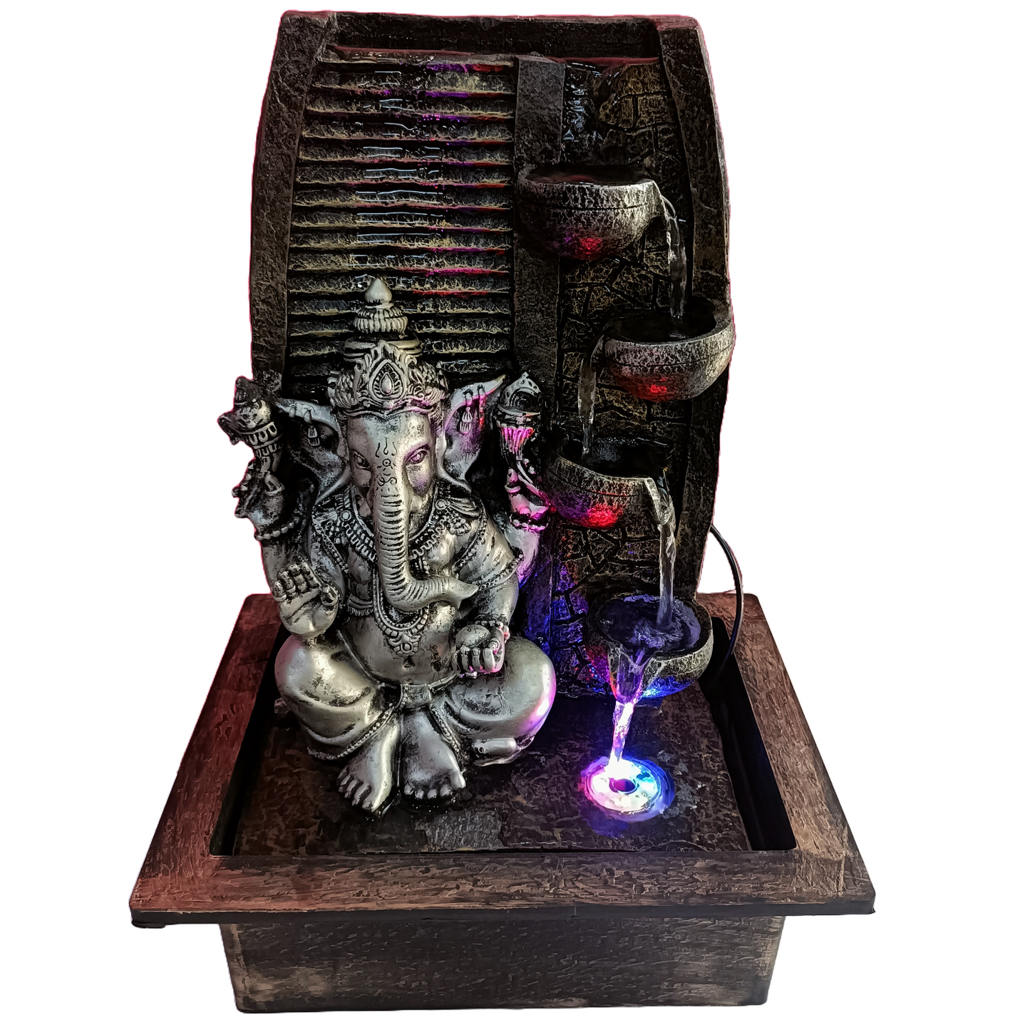 Water Fountain ALiLA Silver Ganesha Vinayaka Statue Waterfall Fountain with LED Lights for Home/Living room/Garden/Table/ Decoration gifting item Water Fountain