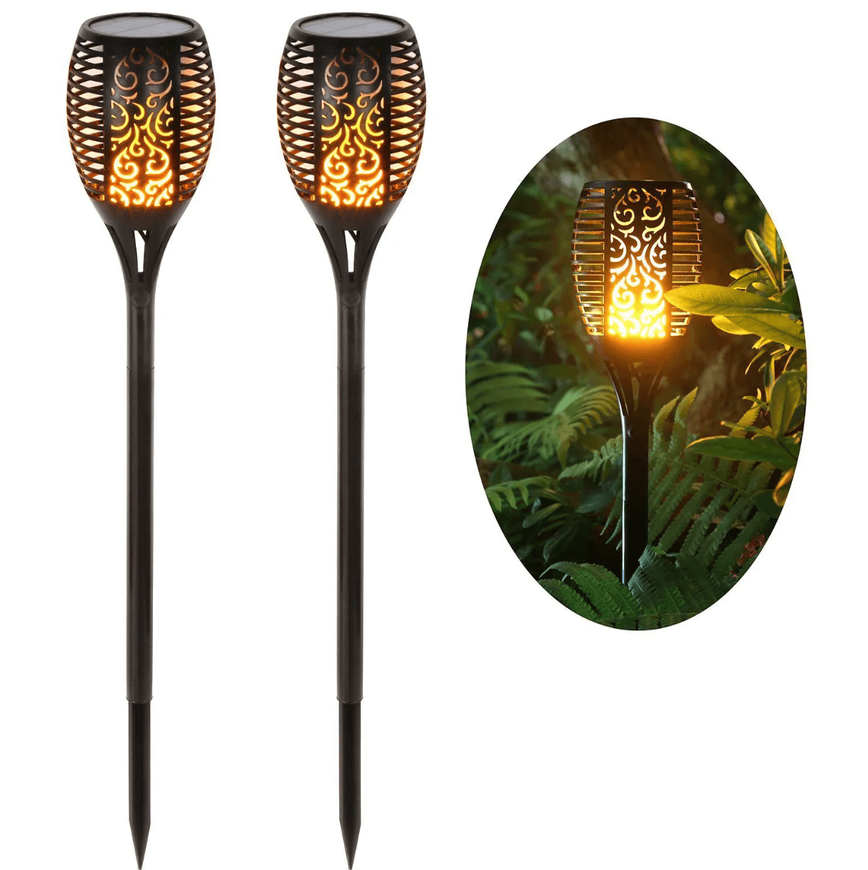 LED String Light ALiLA Mashaal Flame Solar Lights Outdoor Waterproof Dancing Fire Torch Lantern Landscape Auto On/Off for Home Garden Balcony Decor Decoration Lighting LED String Light