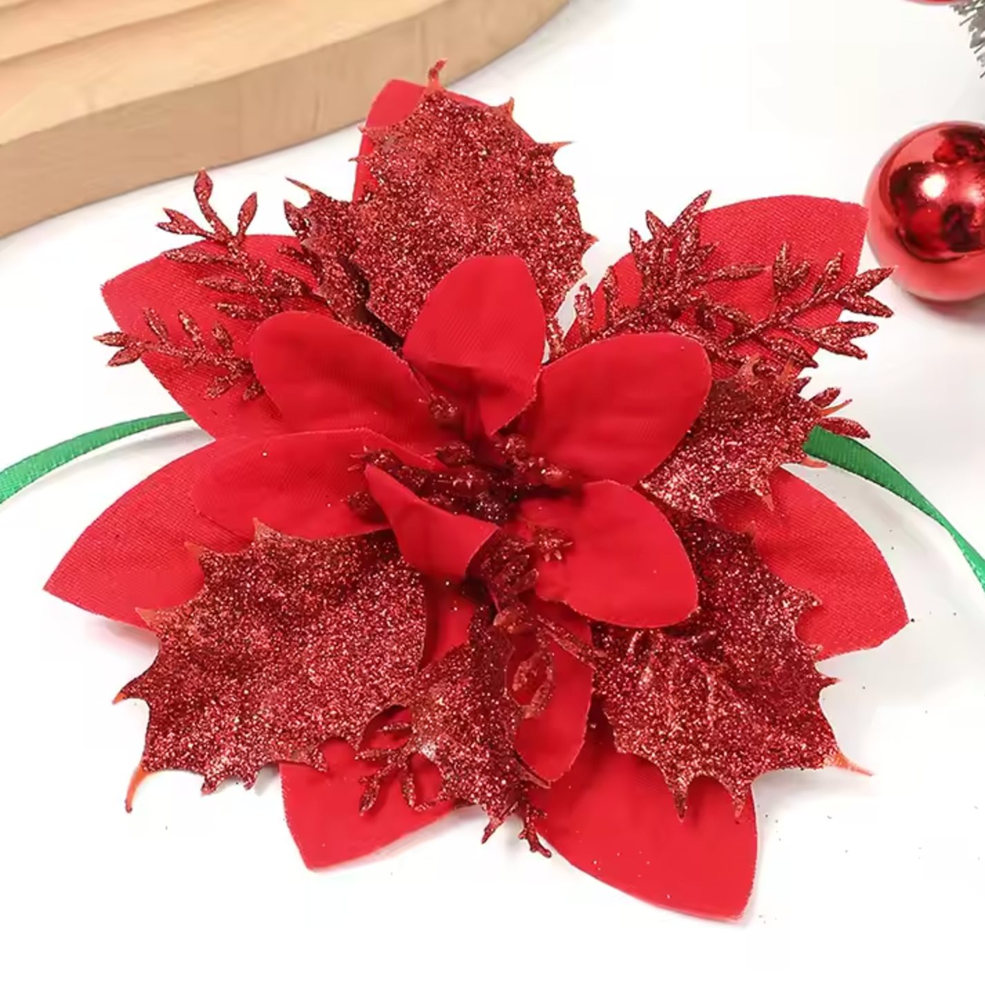 Christmas ALiLA 12Pcs Red Christmas Poinsettias Flowers Decoration Artificial Flowers for Christmas Tree Ornaments Suitable for Home Christmas Decorations Xmas Tree Decorations Items Wreath Making Christmas