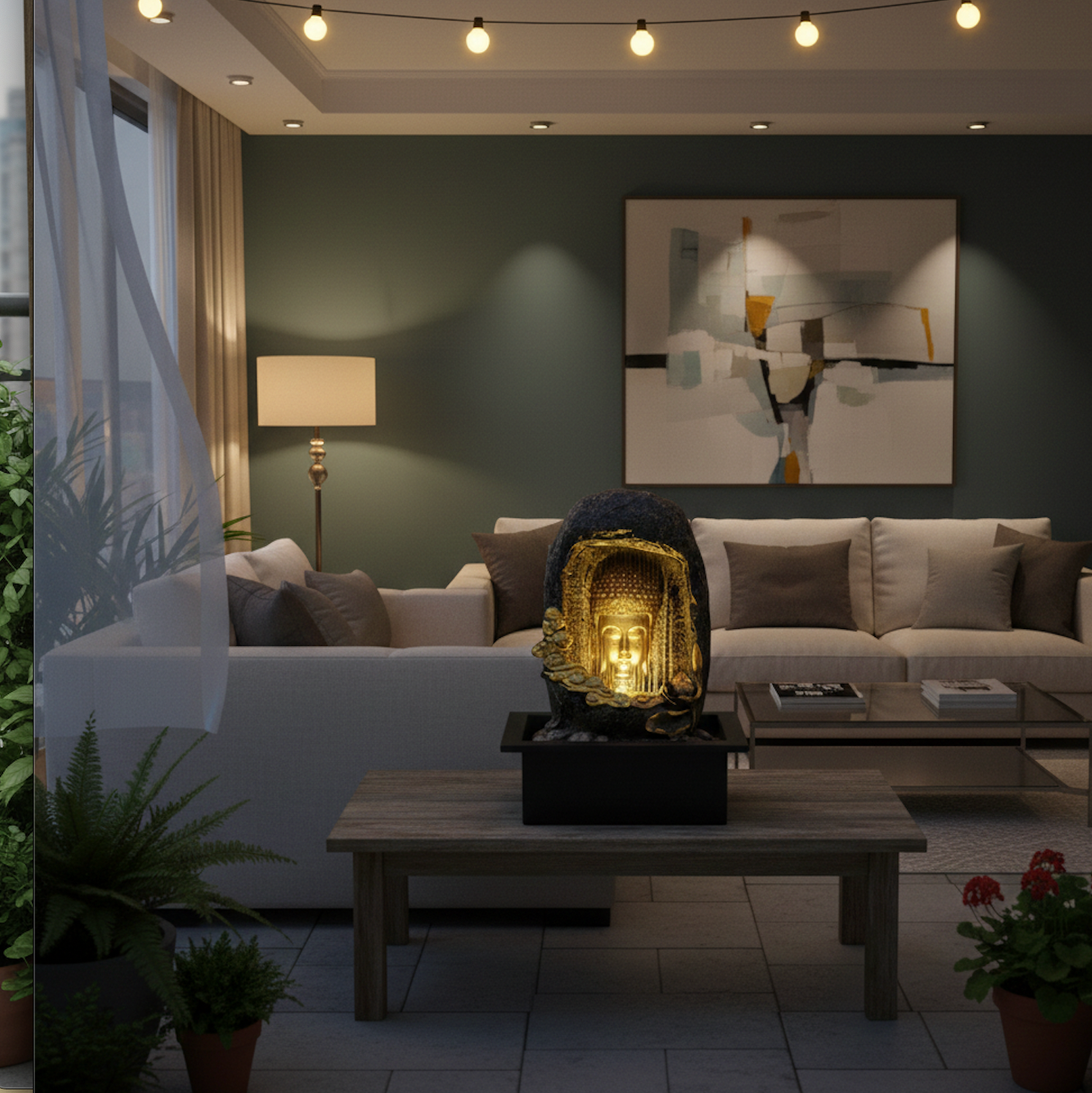 Water Fountain ALiLA ALiLa Buddha Statue Waterfall Fountain for Home Living Room Decoration Indoor/Outdoor Gifting item Water Fountain