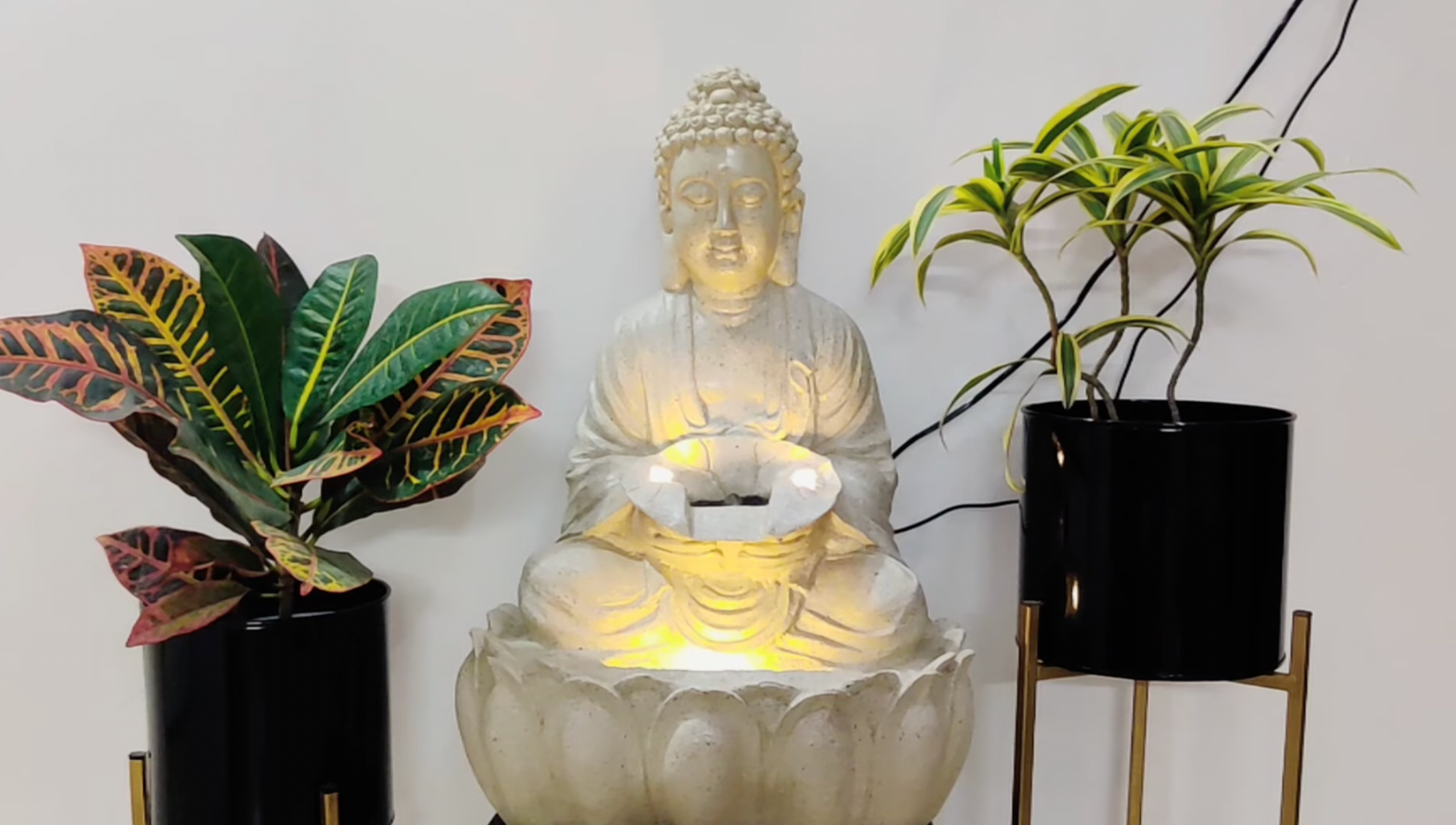 Load video: Meditating Buddha Fountain For Home Living Room Decor, Indoor/Outdoor